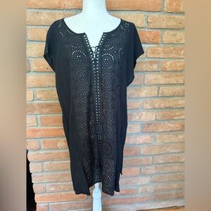 Black Eyelet bathing suit cover up